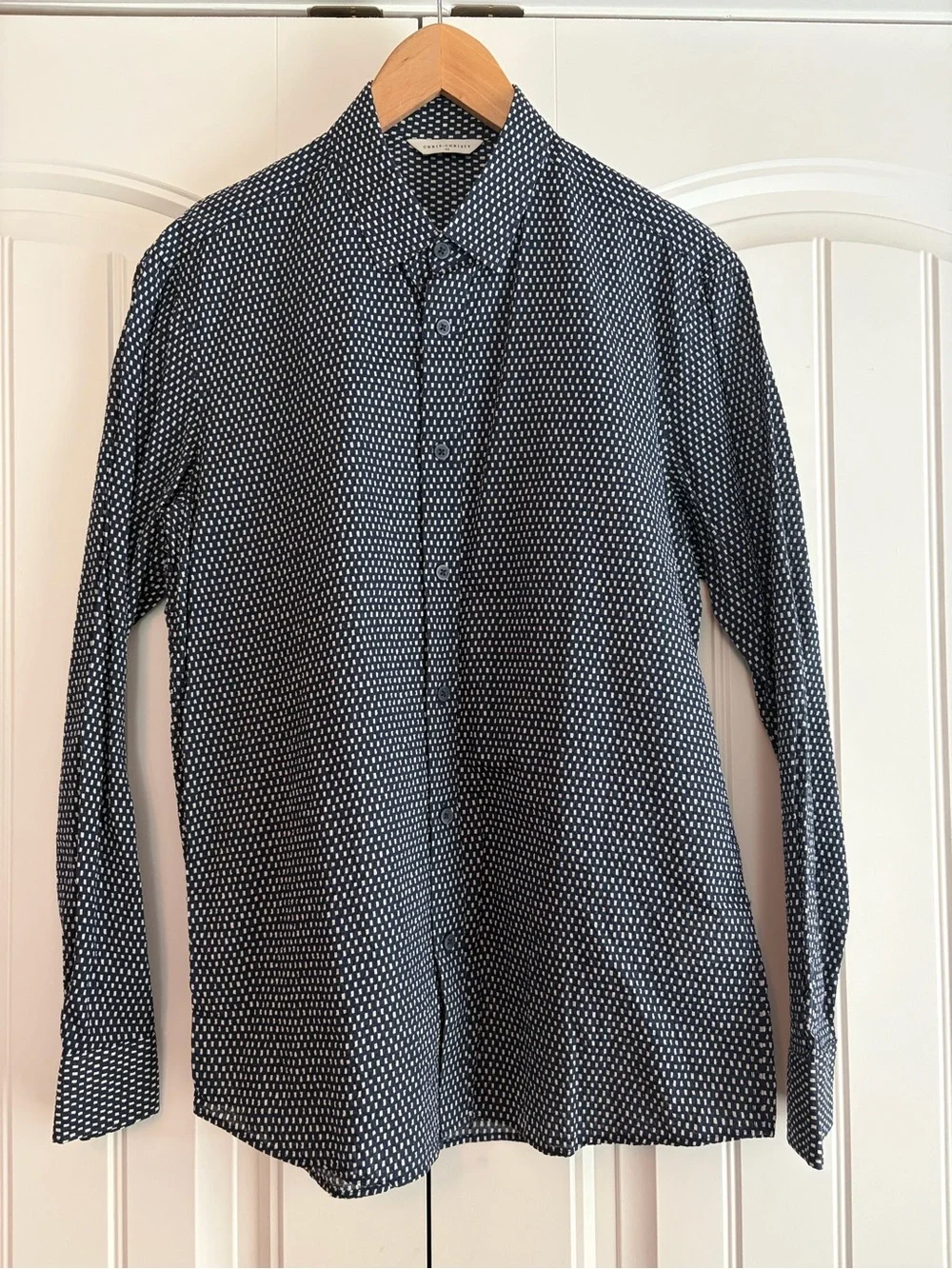 Chris Christy Men's Long Sleeve Button Down Collared Shirt Size Large (100) Blue